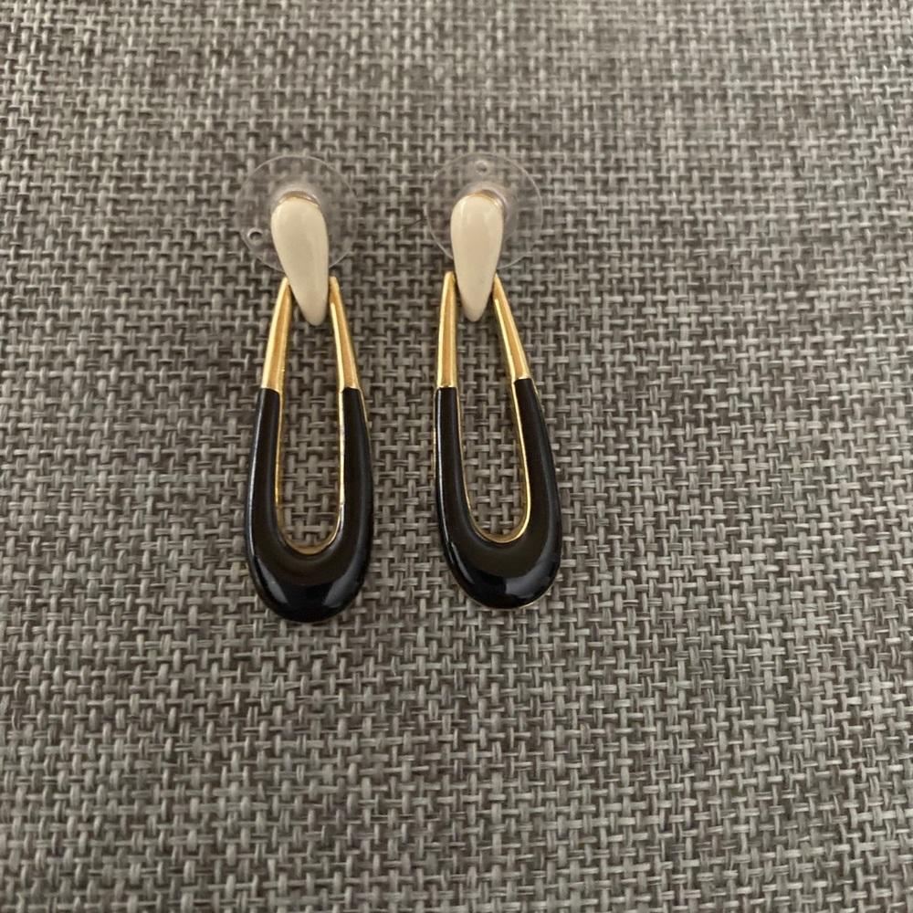 Black and gold dangle earrings